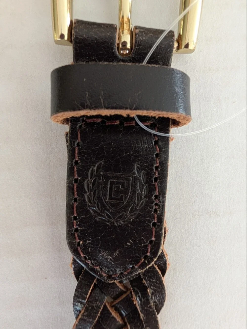 Chaps Braided Genuine Leather Belt MEDIUM Dark Brown FLAWS